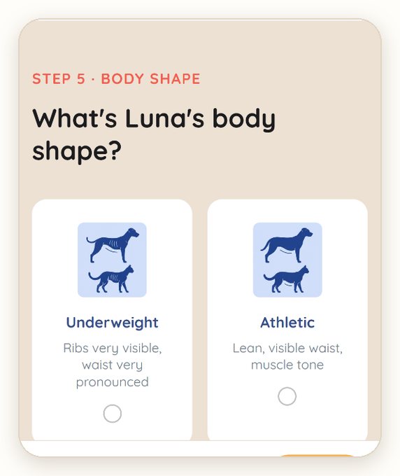 Step 5: choose the body shape that matches your pet