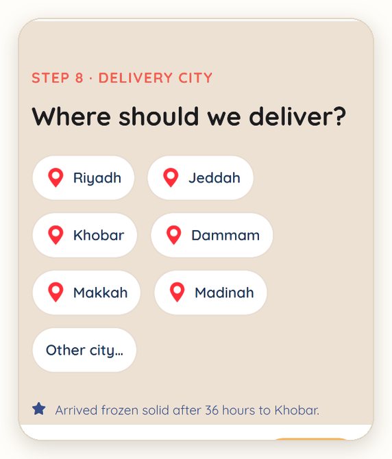 Step 8: choose your delivery city