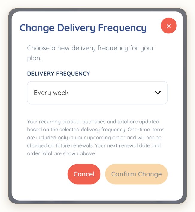Change Delivery Frequency: choose a new frequency, then Confirm Change