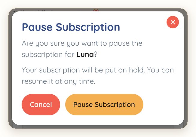The Pause Subscription confirmation